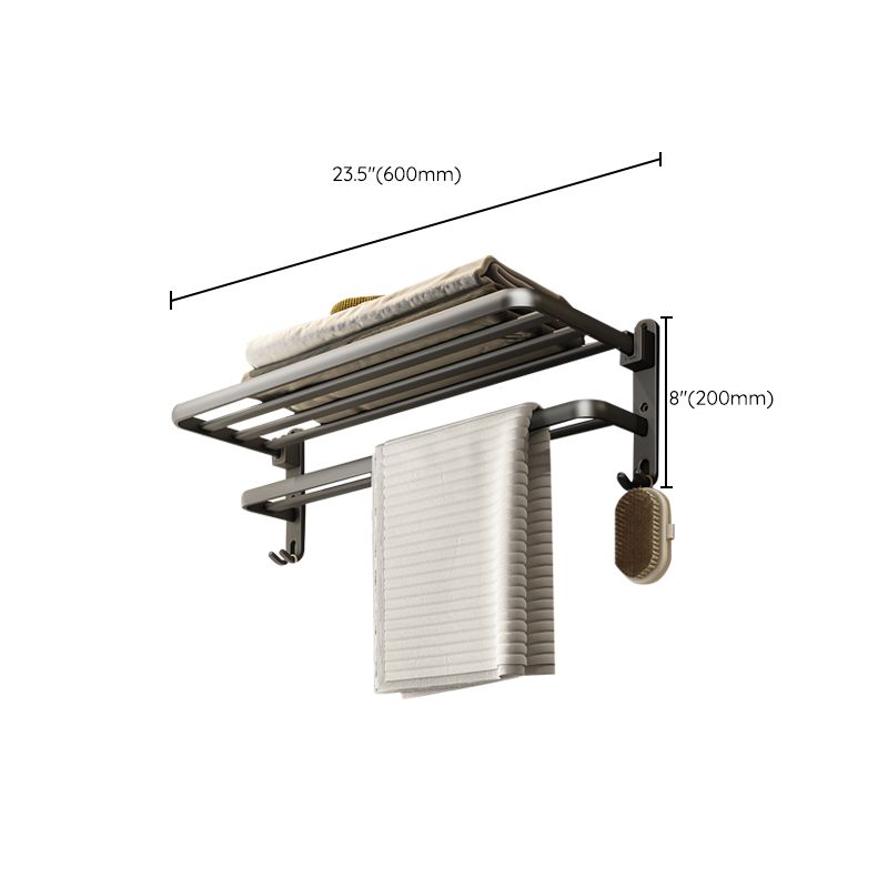 Lisslune | Contemporary Bathroom Accessory Set Gray Aluminum Bathroom Shelf/Towel Holder/Bathtub Hook