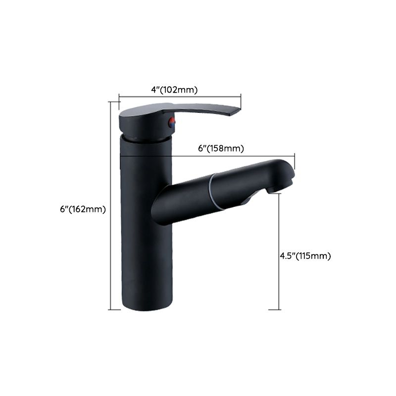 Lisslune | Contemporary Bath Water Faucet Brass Lever Handle Pull-Out Sink Faucet