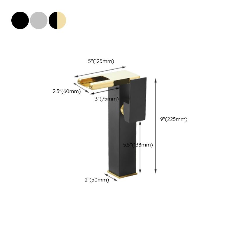 Lisslune | Modern Waterfall Spout Sink Faucet with LED Brass Sink Faucet