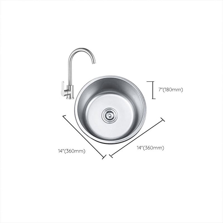 Lisslune | Round Single Bowl Kitchen Sink Stainless Steel Sink with Drain Strainer Set