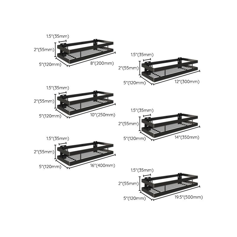 Lisslune | 2-piece bathroom shelf made of matte black metal bathroom hardware set