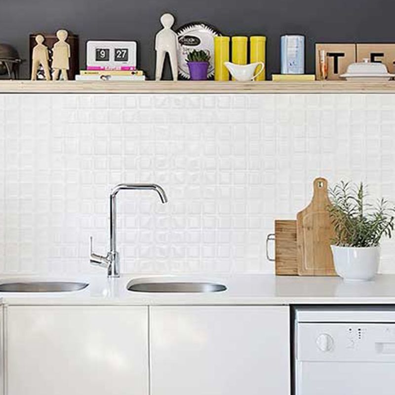 Lisslune | White subway tiles waterproof peel & stick tile for kitchen backsplash