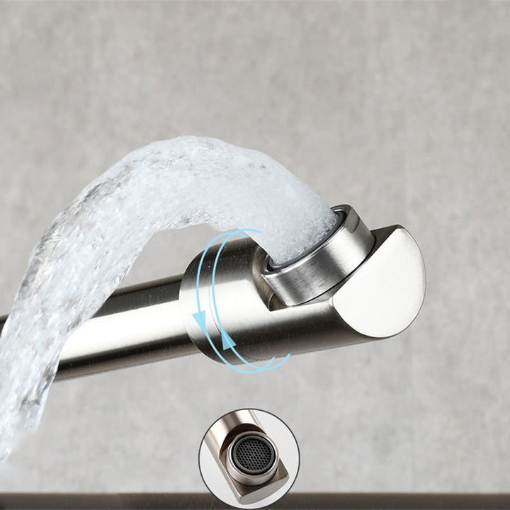 Lisslune | Modern Pull-down Faucet Single Handle Wall Mounted Pot Filler Low Profile 1-Hole Filler