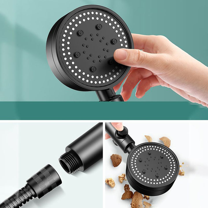 Lisslune | Modern 6 Setting Shower Head Adjustable Spray Pattern Matt Black Round Shower Head