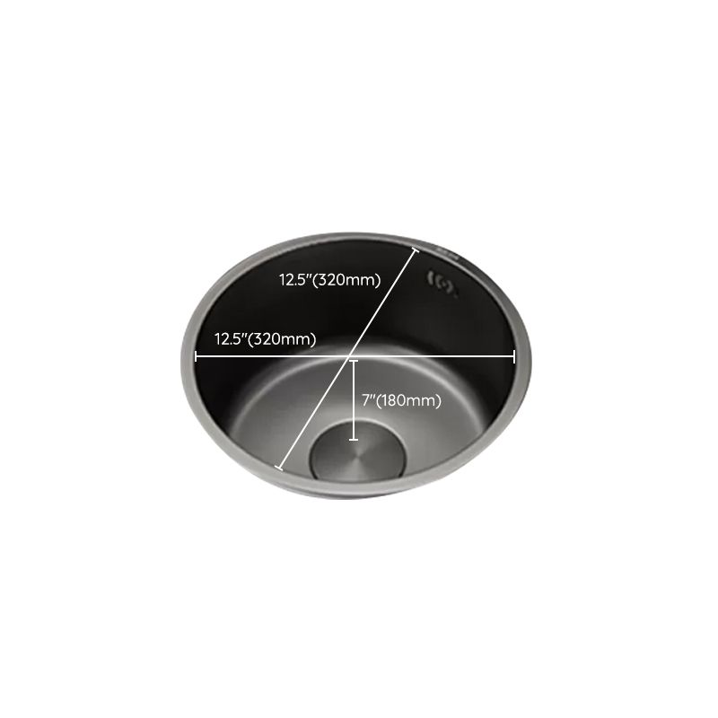 Lisslune | Kitchen Sink Round Single Bowl Color and Scratch Resistant Under-mounted Stainless Steel Kitchen Sink