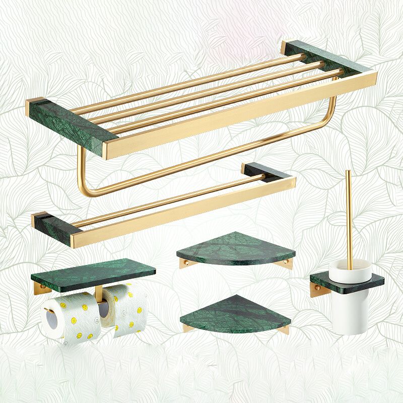 Lisslune | Golden Bath Hardware Set Brass & Marble Bathroom Accessories Set