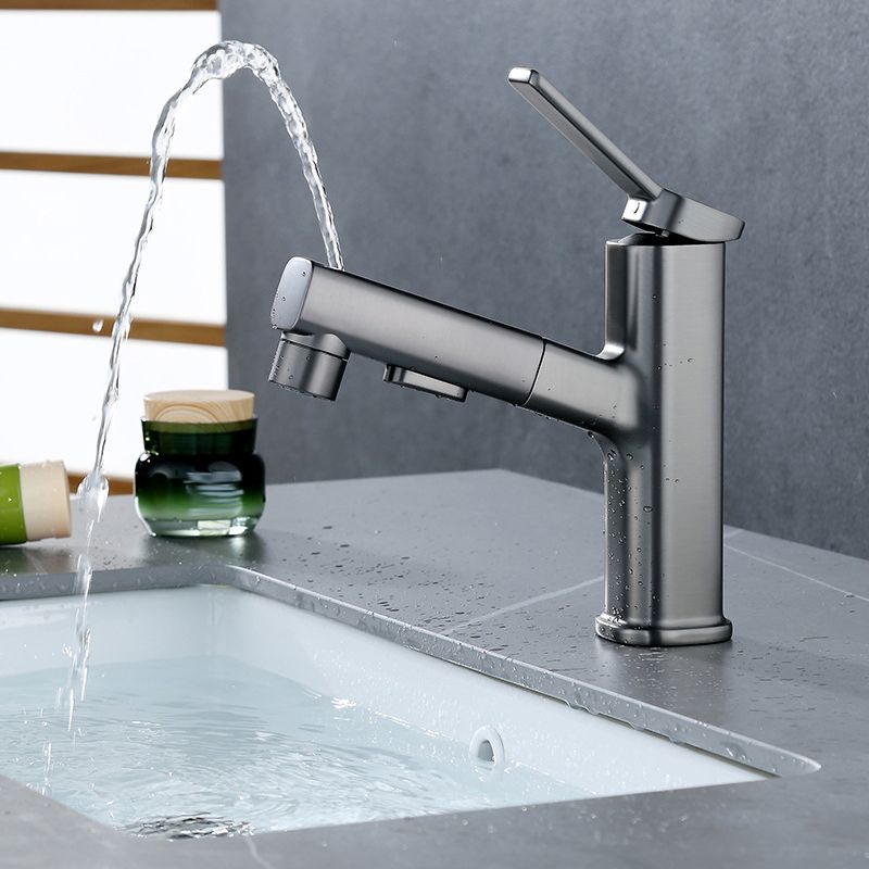 Lisslune | Modern Bathroom Sink Faucet with Brass Lever Handles and Swivel Spout