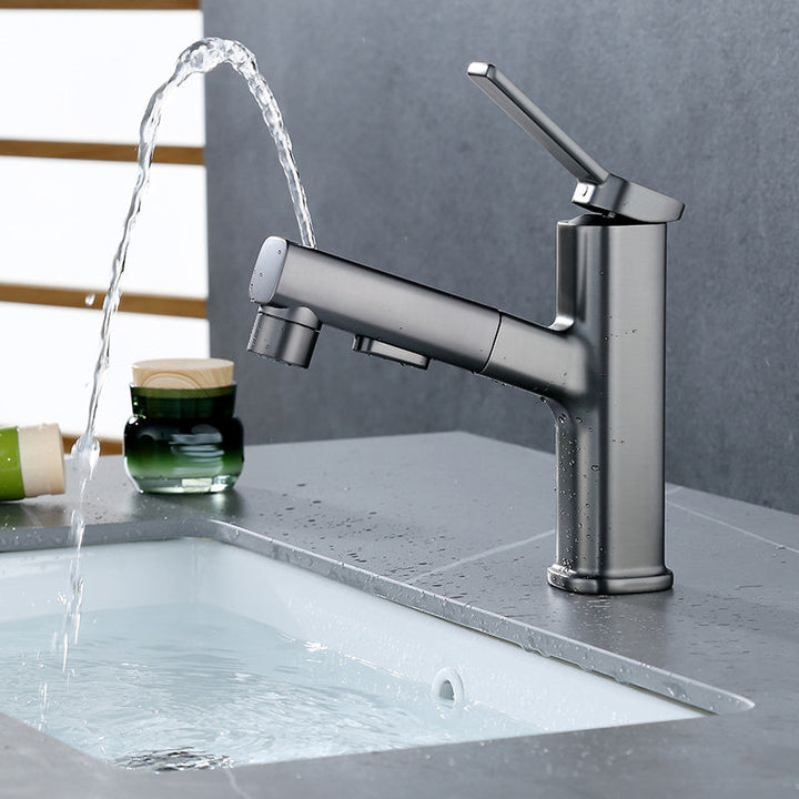 Lisslune | Modern Bathroom Sink Faucet with Brass Lever Handles and Swivel Spout