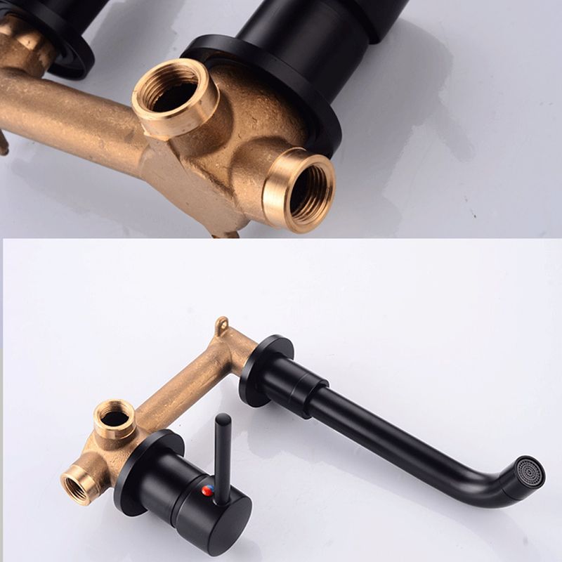 Lisslune | Lever Handles Wall Mounted Bathroom Faucet High Arc Basin Faucet