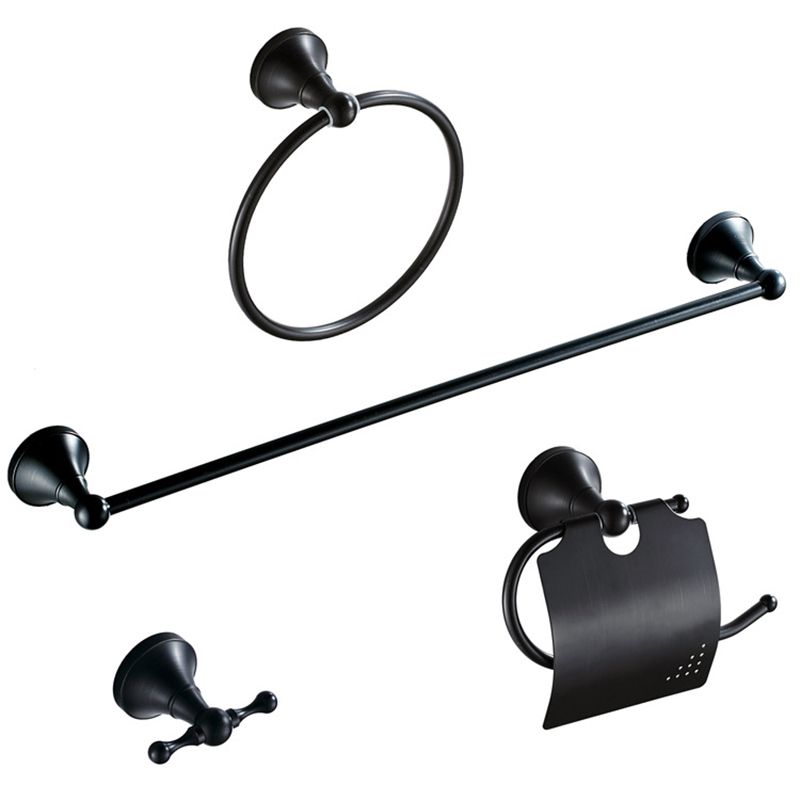 Lisslune | Metal Bathroom Set 4-piece Traditional Style Black Bathroom Accessories Set