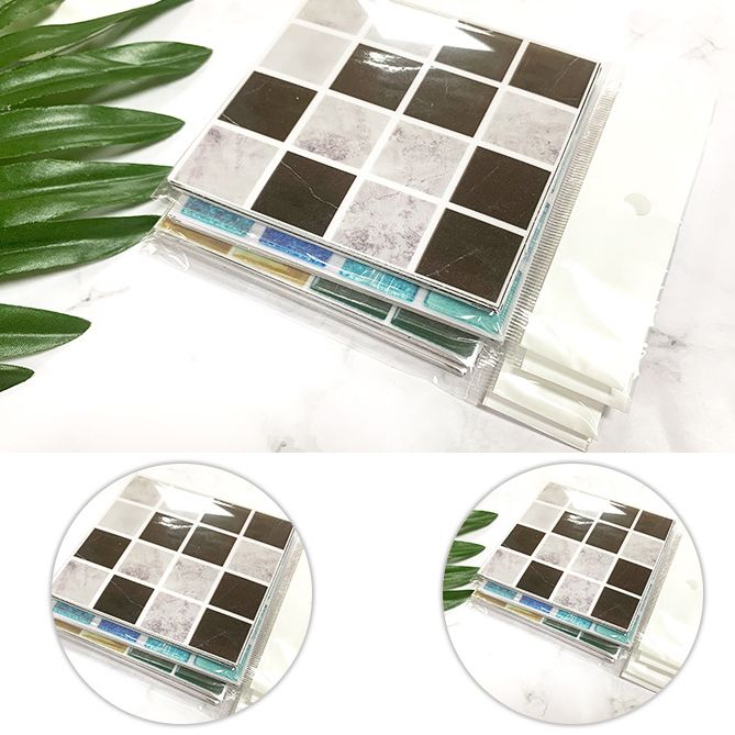 Lisslune | Peel & Stick Mosaic Tile Plastic Square Stain-Resistant Peel and Stick Tiles for Shower