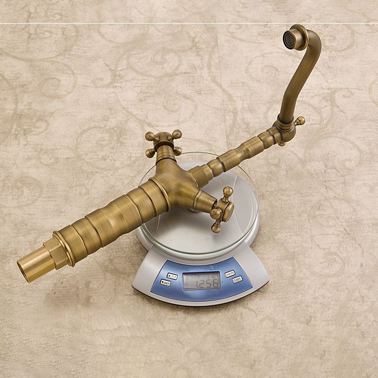 Lisslune | Industrial Widespread Bathroom Faucet Cross Handle Medium Sink Faucet