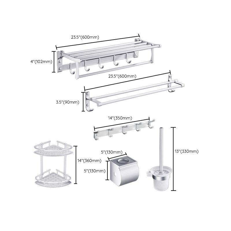 Lisslune | Contemporary silver metal bathroom accessory set with towel holder