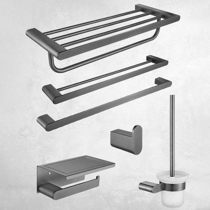 Lisslune | 5-piece modern bathroom accessory set made of stainless steel with towel rail/robe hooks/toilet paper holder