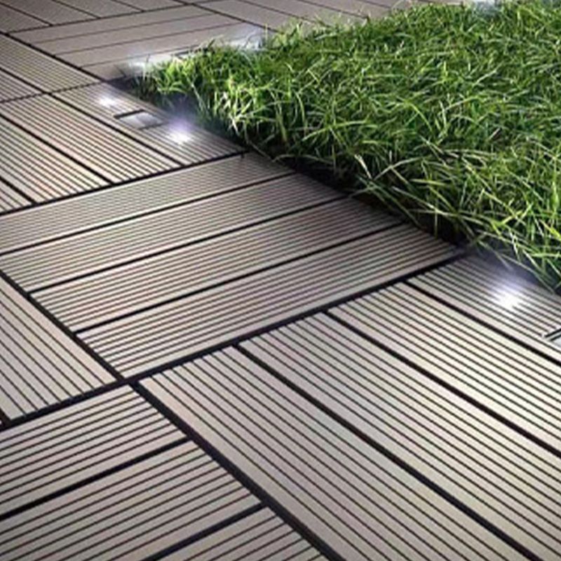 Lisslune | Contemporary Engineered Floor Tile Wire-Brushed Click-Lock Wood Floor for Patio Garden