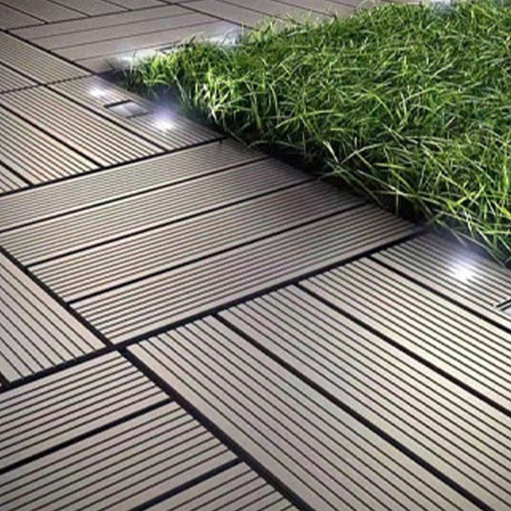 Lisslune | Contemporary Engineered Floor Tile Wire-Brushed Click-Lock Wood Floor for Patio Garden