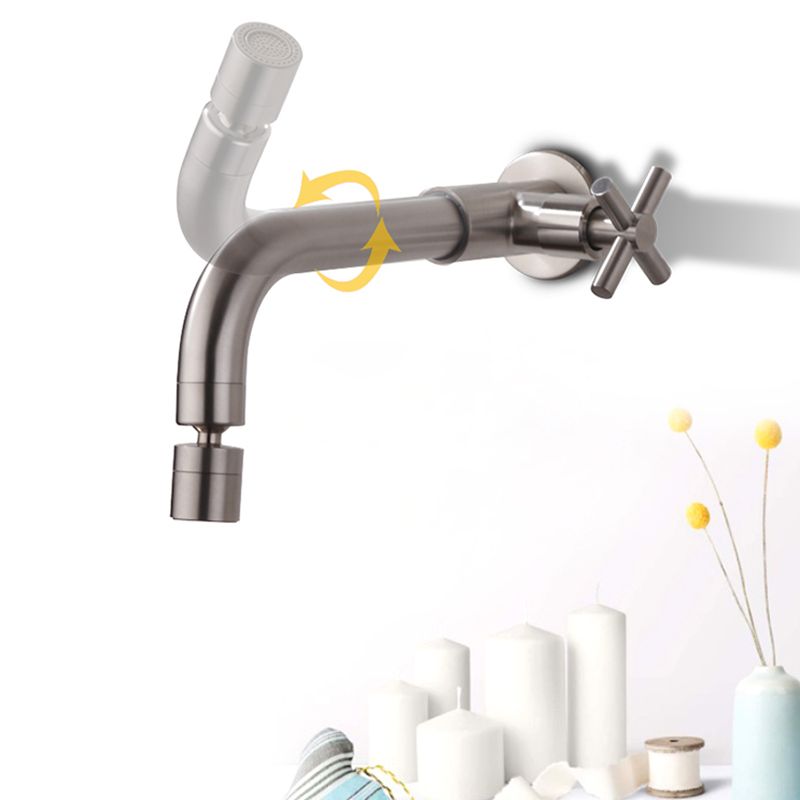 Lisslune | Contemporary Wall-Mounted Bathroom Faucet Cross Handles Stainless Steel Faucet