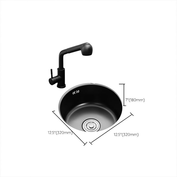Lisslune | Single Bowl Kitchen Sink Round Stainless Steel Sink with Drain Strainer Kits
