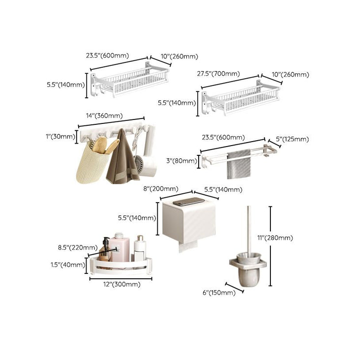 Lisslune | Modern style bathroom accessory set with bath shelf/towel holder/toilet brush in white