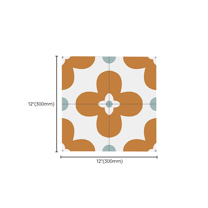 Lisslune | Square Inner Layer Vinyl Flooring Floral Pattern Peel and Stick Waterproof Vinyl Flooring