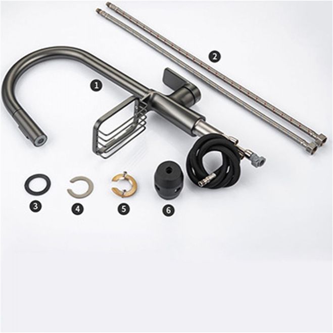 Lisslune | Goose Neck Kitchen Sink Faucet Three-Way with Pull-Down Spray Head