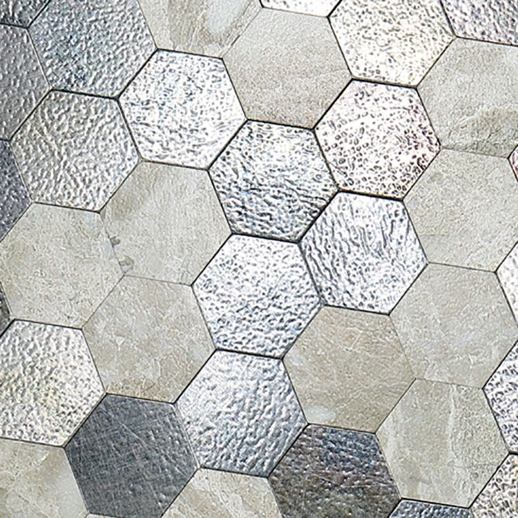 Lisslune | Hexagonal Mosaic Tiles Metal Peel and Stick Tiles for Kitchen and Bathroom, 11.8" x 11.8"