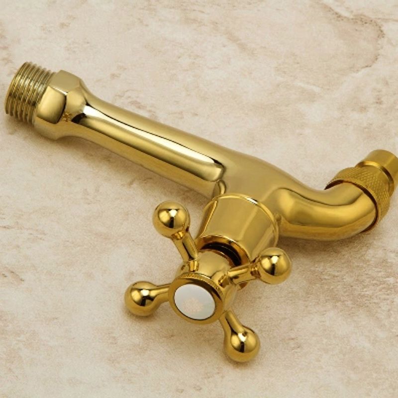 Lisslune | Glam Wall-mounted Bathroom Faucet Cross Handle Low Arc Round Sink Faucet
