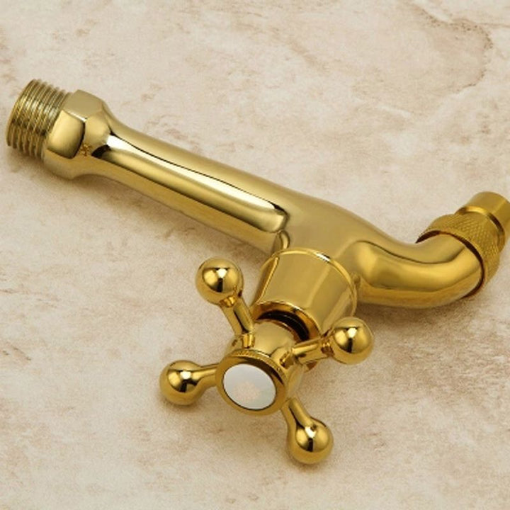 Lisslune | Glam Wall-mounted Bathroom Faucet Cross Handle Low Arc Round Sink Faucet