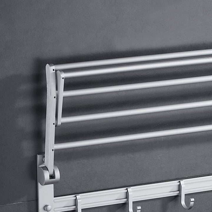 Lisslune | Silver Modern Bathroom Accessory Set with Bath Shelf/Towel Holder & Bathrobe Hook