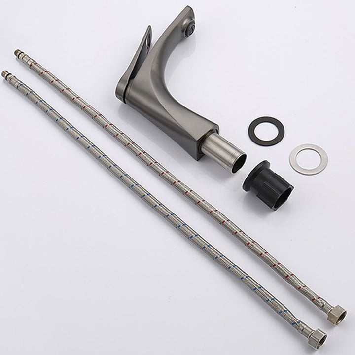 Lisslune | Modern Vessel Faucet Brass Lever Handles Low Arc with Water Hose Bathroom Vessel Faucet