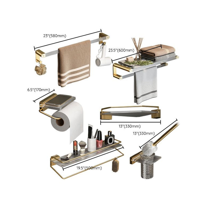 Lisslune | Modern Bathroom Accessory Set Bathroom Shelf Gold Towel Holder Bathroom Hardware Set