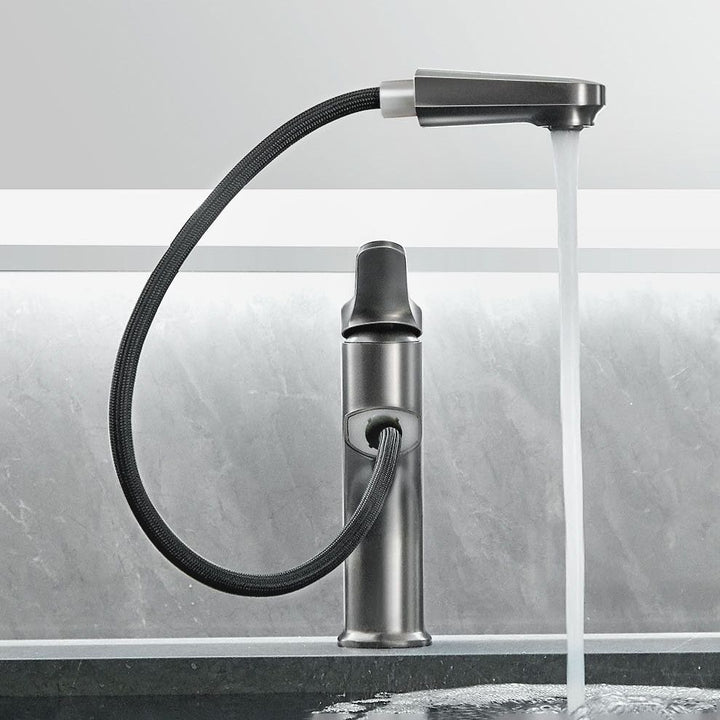 Lisslune | Contemporary Bath Water Faucet Brass Lever Handle Pull-Out Sink Faucet