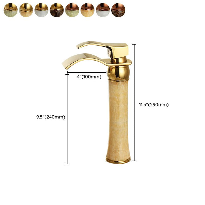 Lisslune | Wall-mounted Copper Roman Bath Faucet Low Arc Roman Bath Faucet Set with Jade