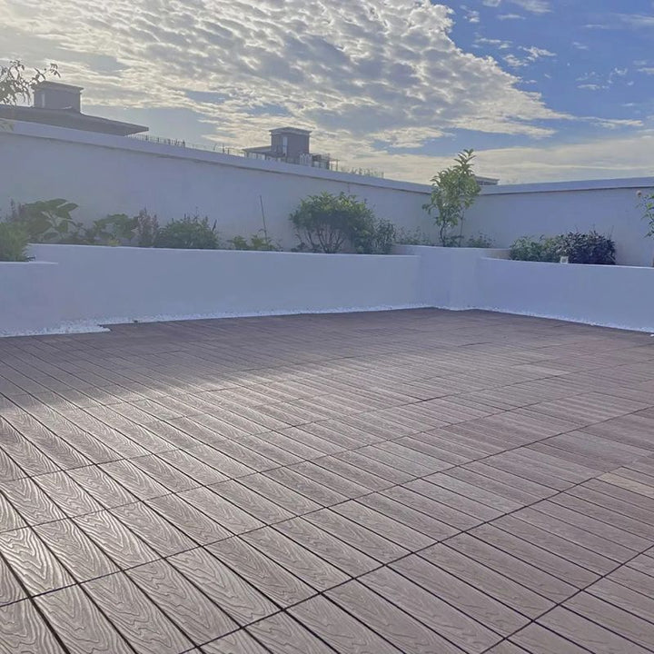 Lisslune | Striped Pattern Patio Tiles Laying Pattern Square Deck Board Outdoor Patio