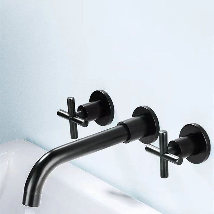 Lisslune | Modern 1 or 2 Handle Bathroom Sink Faucet Round Wall Mounted Bathroom Faucet.