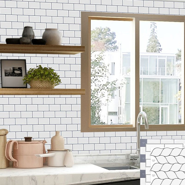 Lisslune | Subway Tile Wallpaper Plastic Peel and Stick Wall Tile