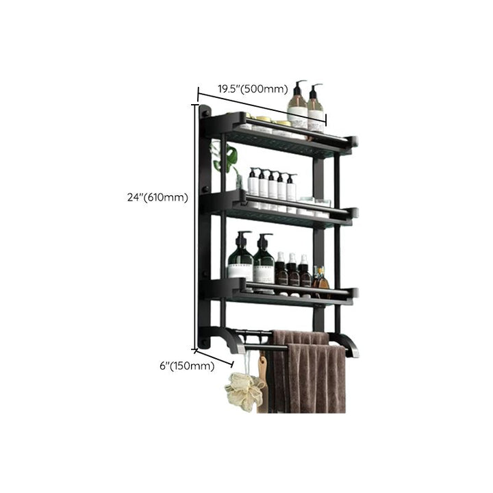 Lisslune | Modern Black Bathroom Accessories Stainless Steel Fitting Set Bathroom Shelf
