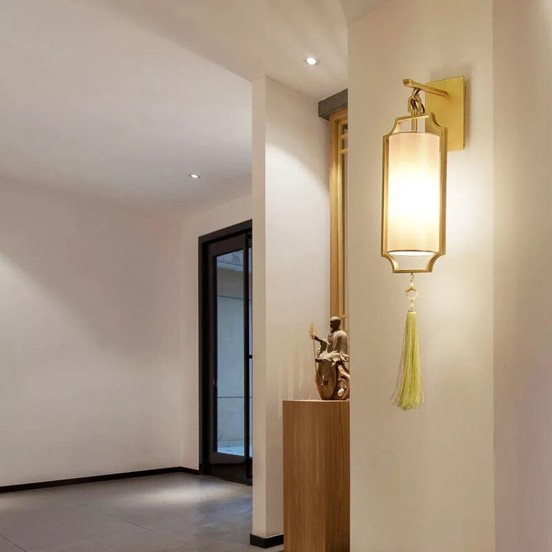Skørter | Gold Cylinder Wall Lighting Idea Traditional Metal 1 Light Living Room Wall Lamp Fixture