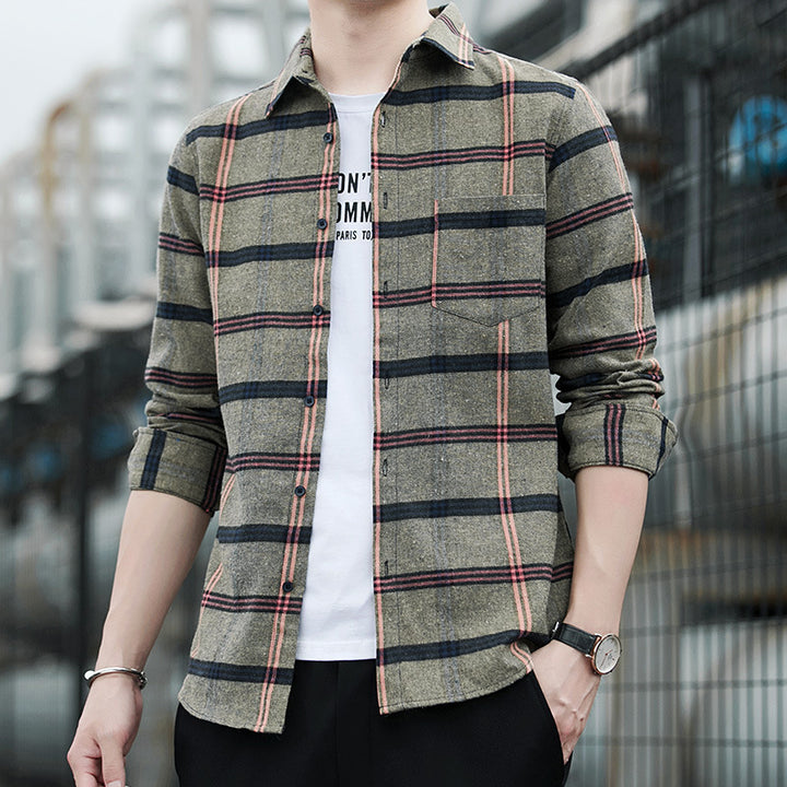 Men's Check Shirt with Comfortable Fit and Chest Pocket Lisslune