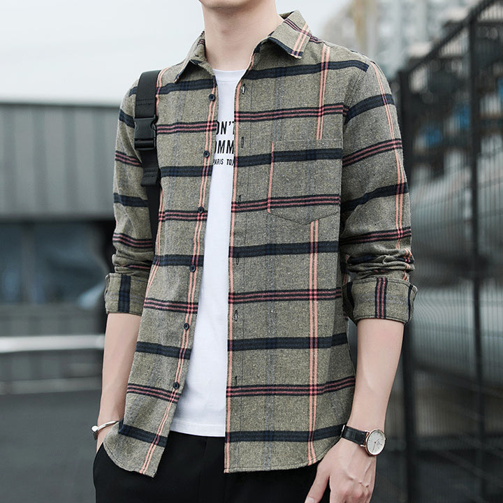 Men's Check Shirt with Comfortable Fit and Chest Pocket Lisslune