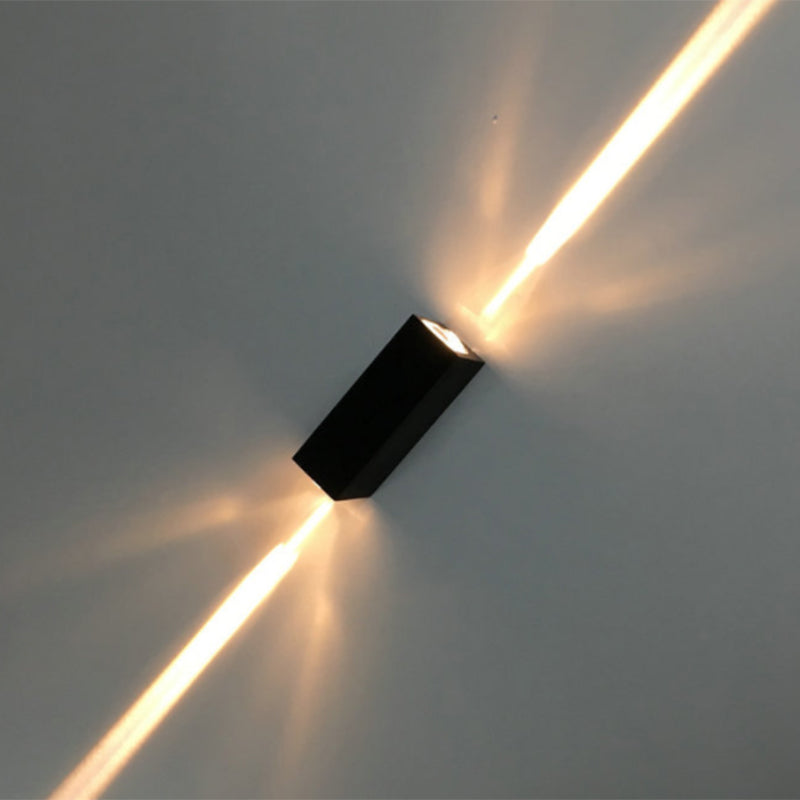 Skørter | Metallic rectangular wall sconce light Simple style 2 lights Black version wall lamp in warm/white light for hotel