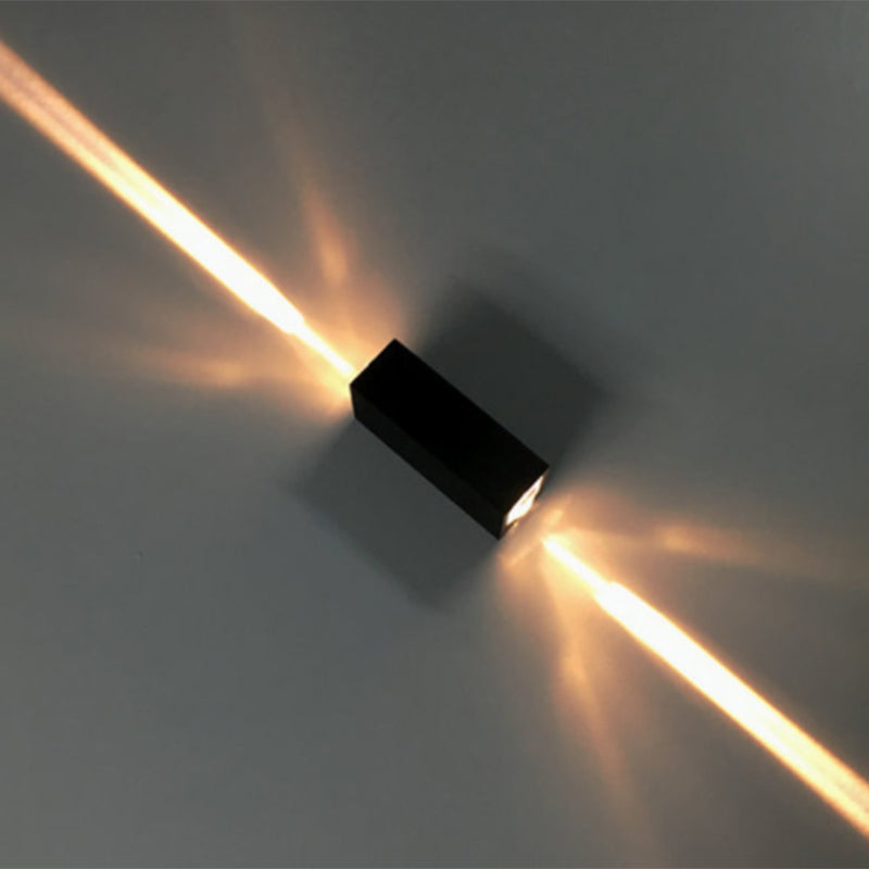 Skørter | Metallic rectangular wall sconce light Simple style 2 lights Black version wall lamp in warm/white light for hotel