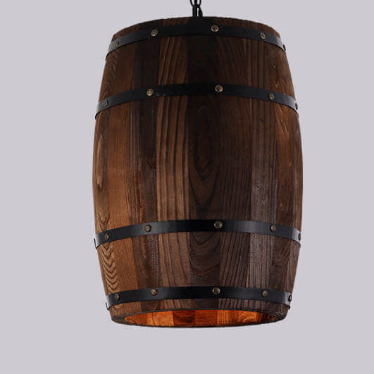 Lisslune | BarrelGlow Vintage Pendant Light | Wood Wine Barrel Design | 1-bulb | Rustic Lighting