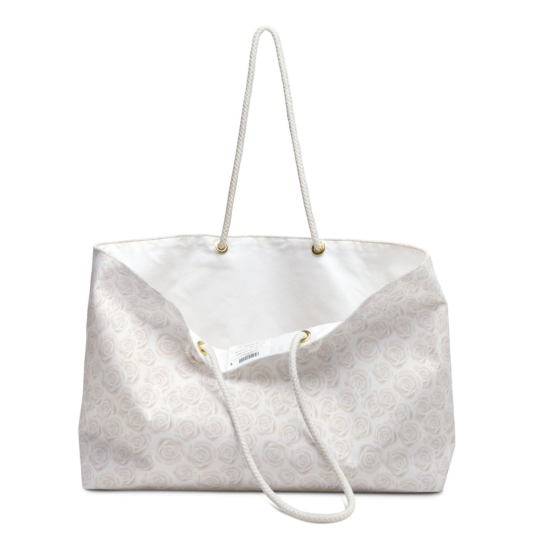 Lisslune | Elegant White Roses Weekend Carry Bag - Your Luxury Travel Companion