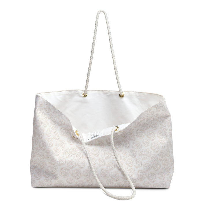 Lisslune | Elegant White Roses Weekend Carry Bag - Your Luxury Travel Companion