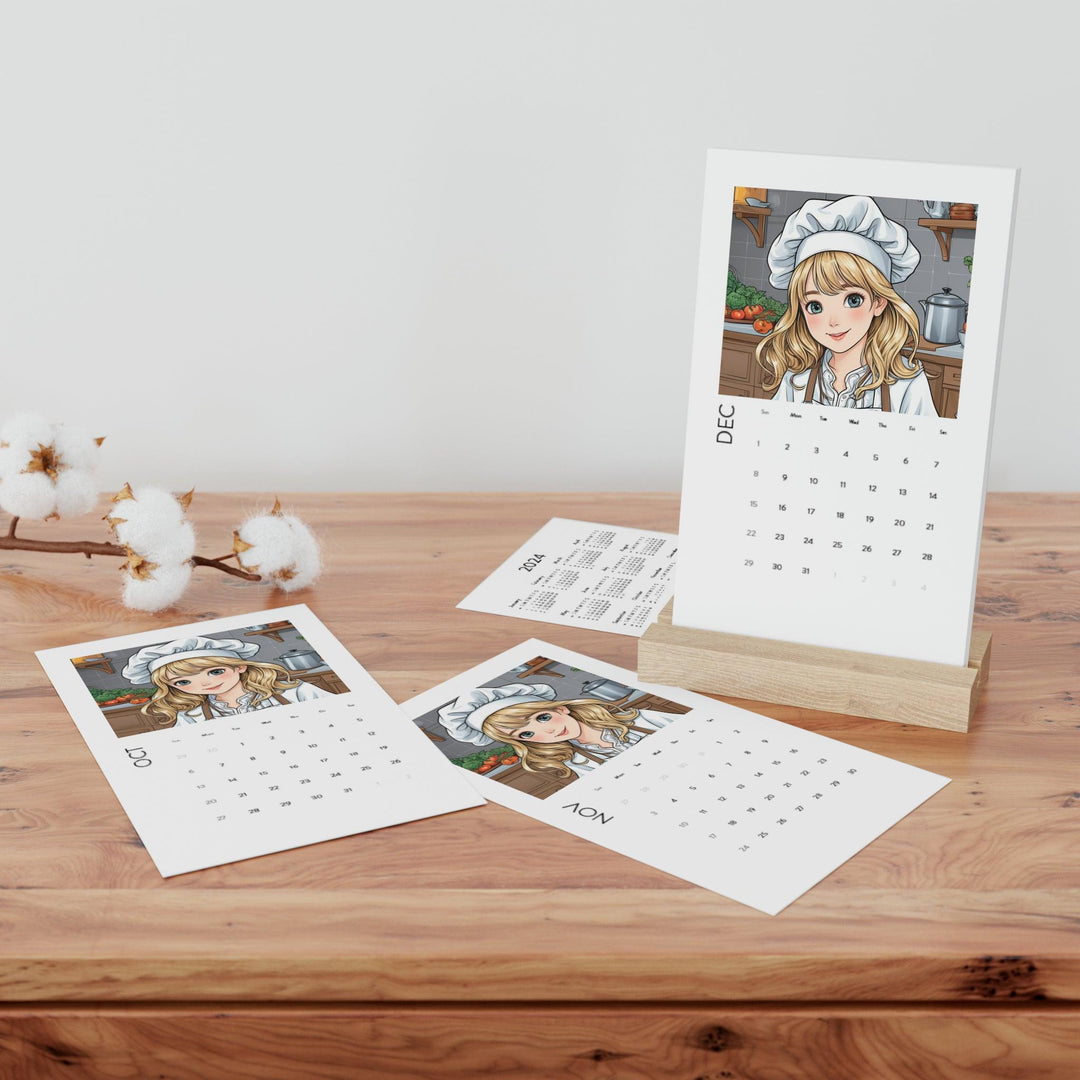 Lisslune | 2024 Sustainable Young Chef Customizable Photo Desk Calendar with Eco-Friendly Design