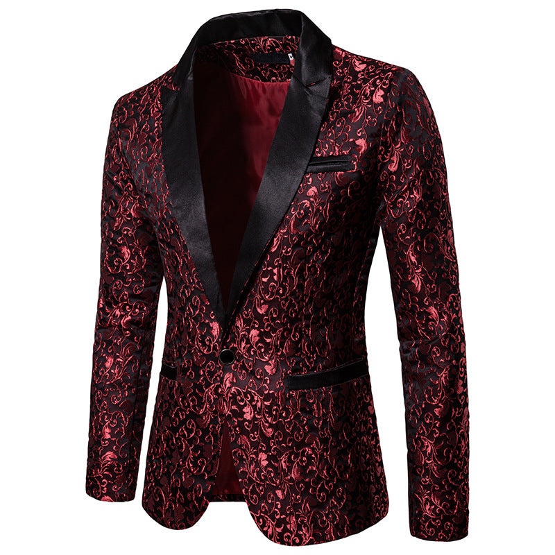 Men's Elegant Blazer with Elaborate Pattern and Satin Finish Lisslune