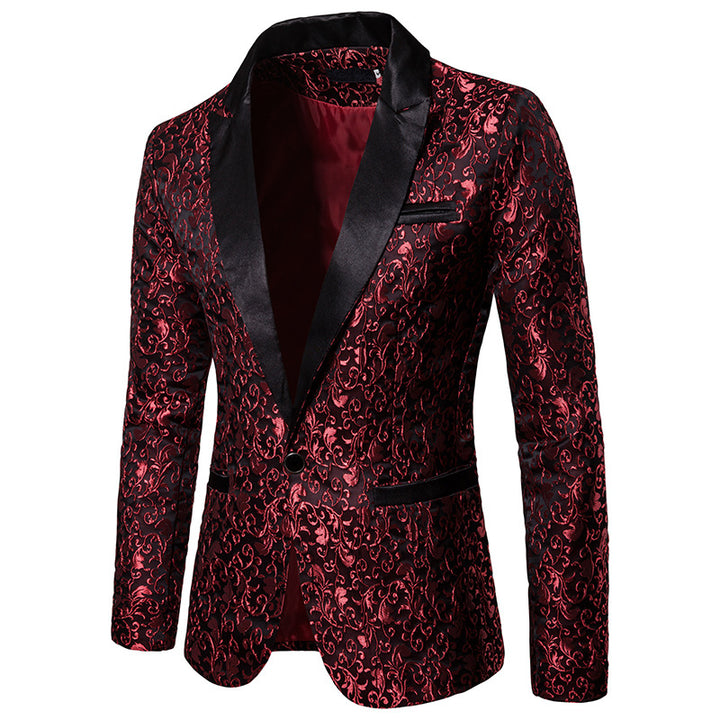 Men's Elegant Blazer with Elaborate Pattern and Satin Finish Lisslune