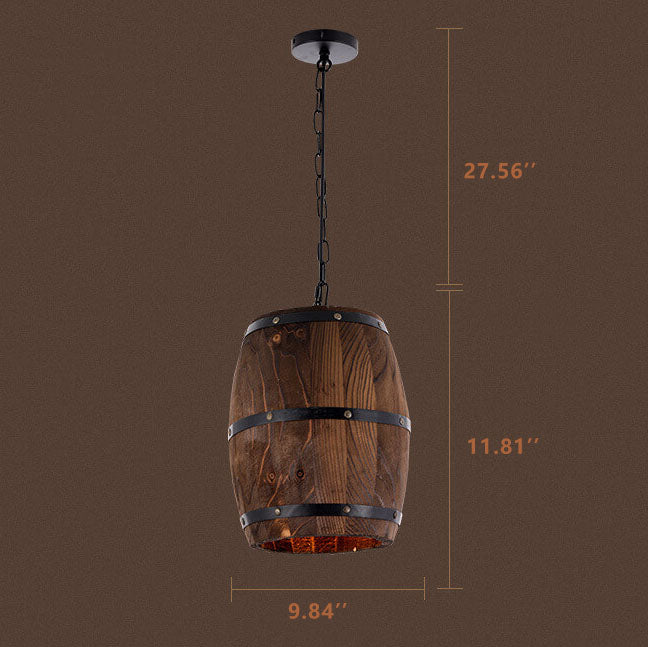 Lisslune | BarrelGlow Vintage Pendant Light | Wood Wine Barrel Design | 1-bulb | Rustic Lighting