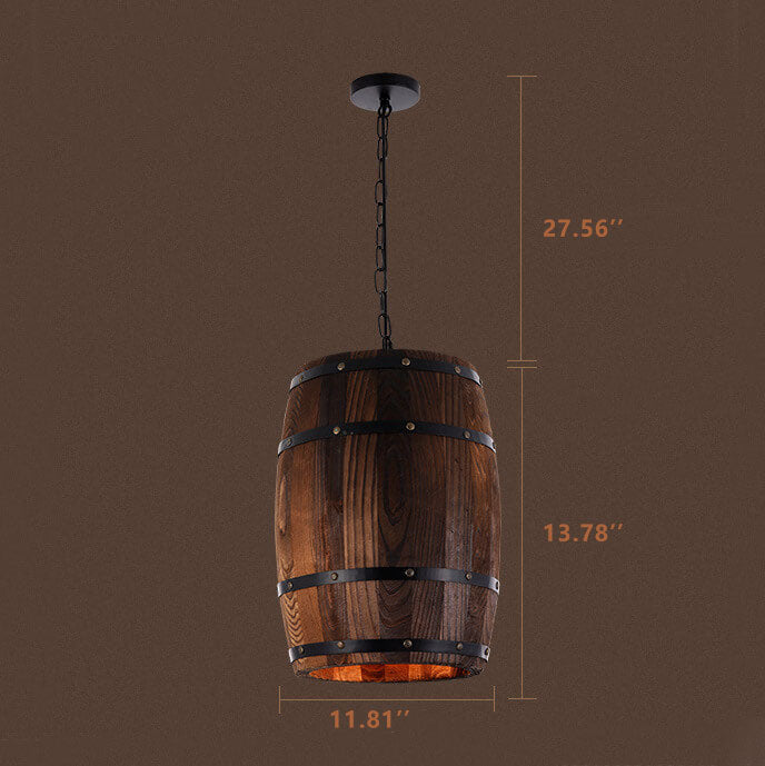 Lisslune | BarrelGlow Vintage Pendant Light | Wood Wine Barrel Design | 1-bulb | Rustic Lighting